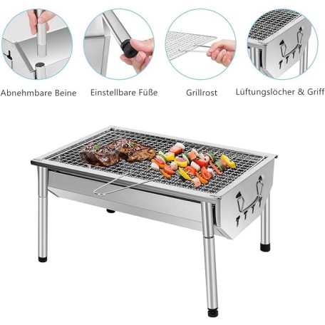 Acél faszén grill