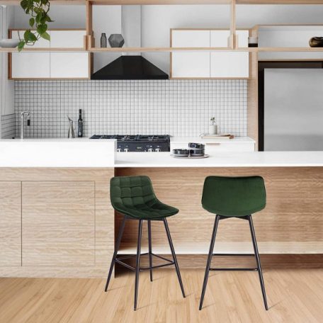 Bárszék bársony metál sötétzöld