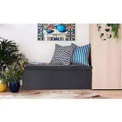   oszmán pad tárolóhellyel, összecsukható, levehető fedéllel, bársonyból készült fekete