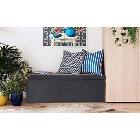 oszmán pad tárolóhellyel, összecsukható, levehető fedéllel, bársonyból készült fekete