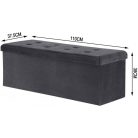 oszmán pad tárolóhellyel, összecsukható, levehető fedéllel, bársonyból készült fekete