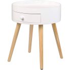 Éjjeliszekrény Dohányzóasztal Éjjeliszekrény, fiókkal, lábakkal, MDF, fehér