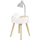 Éjjeliszekrény Dohányzóasztal Éjjeliszekrény, fiókkal, lábakkal, MDF, fehér