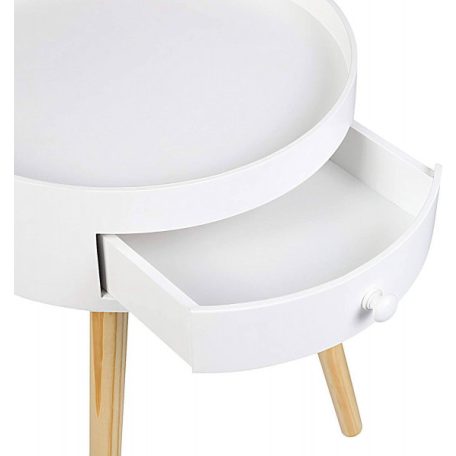 Éjjeliszekrény Dohányzóasztal Éjjeliszekrény, fiókkal, lábakkal, MDF, fehér