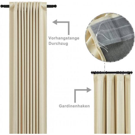 Sötétítőfüggöny krimpelő szalaggal (1 db) Bézs 140x245 cm